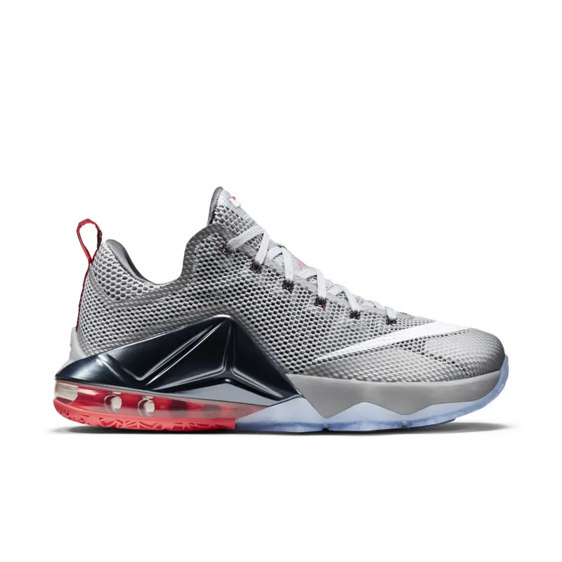 Nike LeBron 12 Low Earned Wolf Grey/White-Dark Grey-Hot Lava (724557-014)