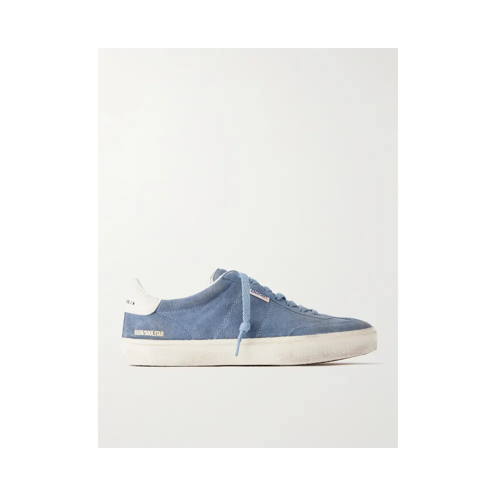 Golden Goose Soul Star Leather-Trimmed Suede Sneakers Blue (GMF00464.F008756)