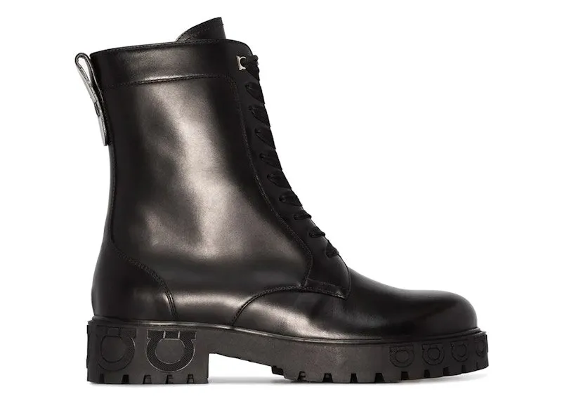 Ferragamo Gancini-Motif Combat Boots Black (01A574741339)