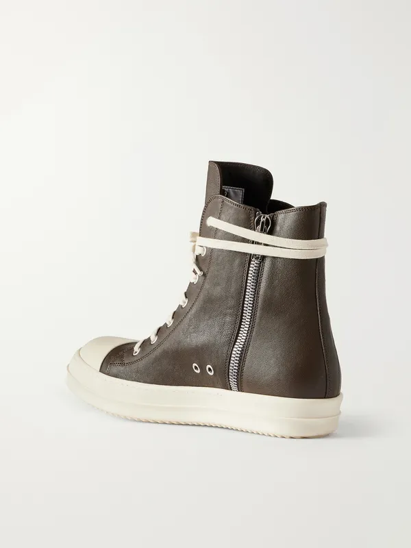 Rick Owens Sneaks Leather Sneakers Brown (RR02F4890) (4)
