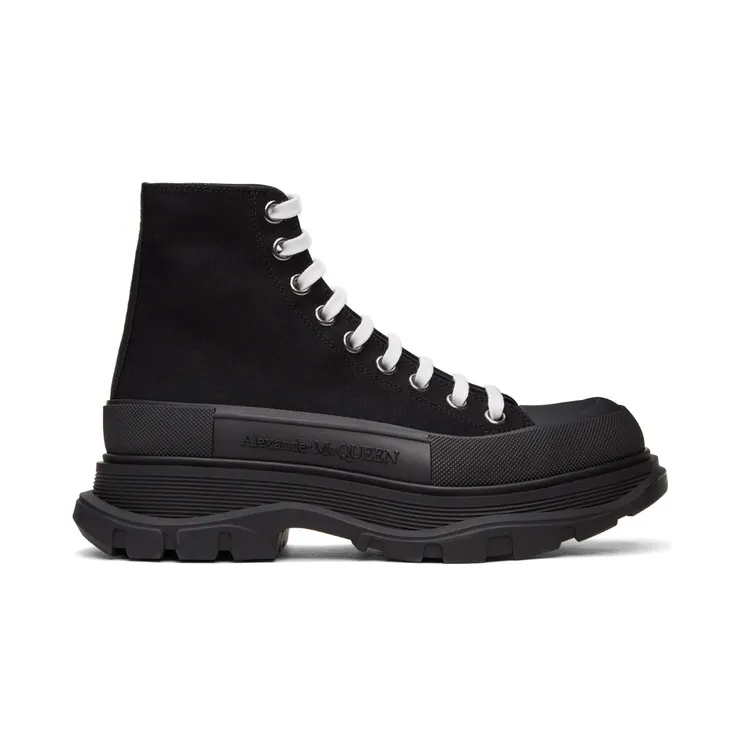 Alexander McQueen Black Canvas Tread Slick High Sneakers (604254W4L32)