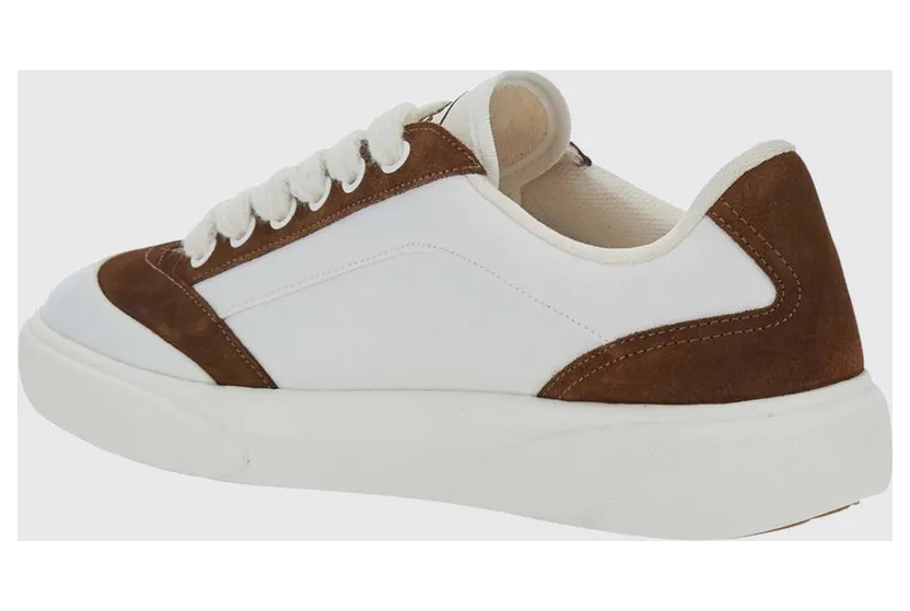 Casablanca Bicolor Leather and Fabric Sneakers with Round Toe Brown (APF26SNK02509) (2)
