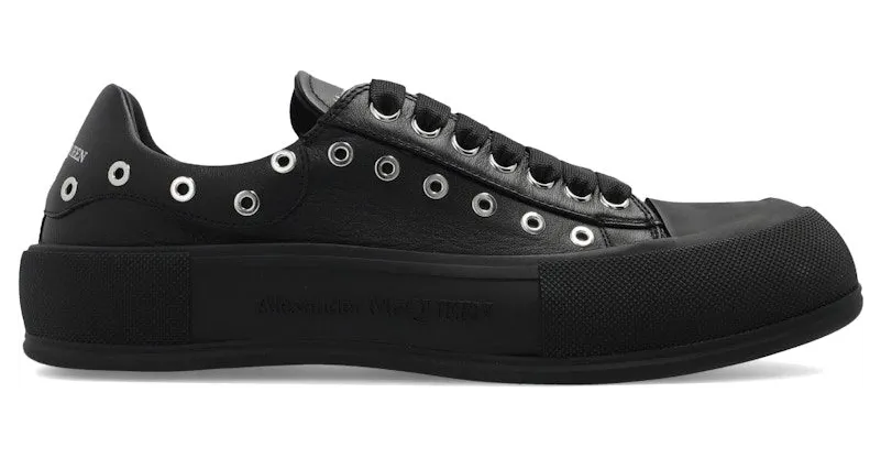 Alexander McQueen Deck Skate Plimsoll Lace-Up Black Eyelets (729539 WIATD 1081)