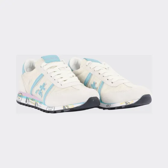 Premiata Lucy Suede And Perforated Fabric Sneakers White 1 (LUCYD8143)
