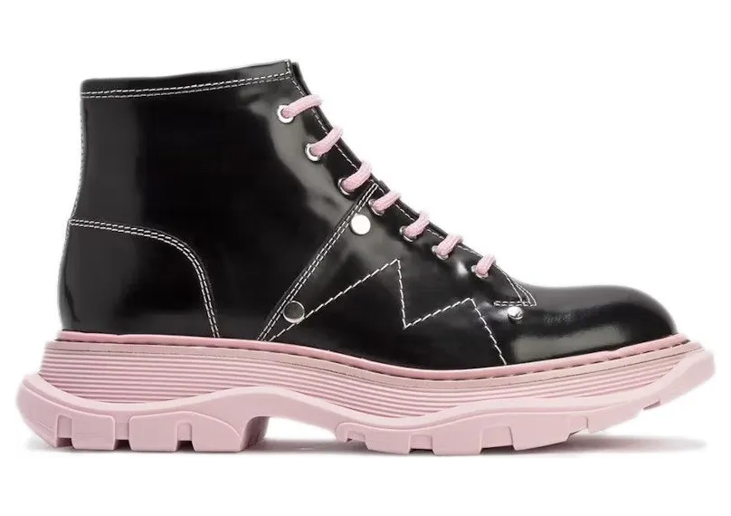 Alexander McQueen Tread Lace-Up Boot Black Pink (595469WHZ811488)