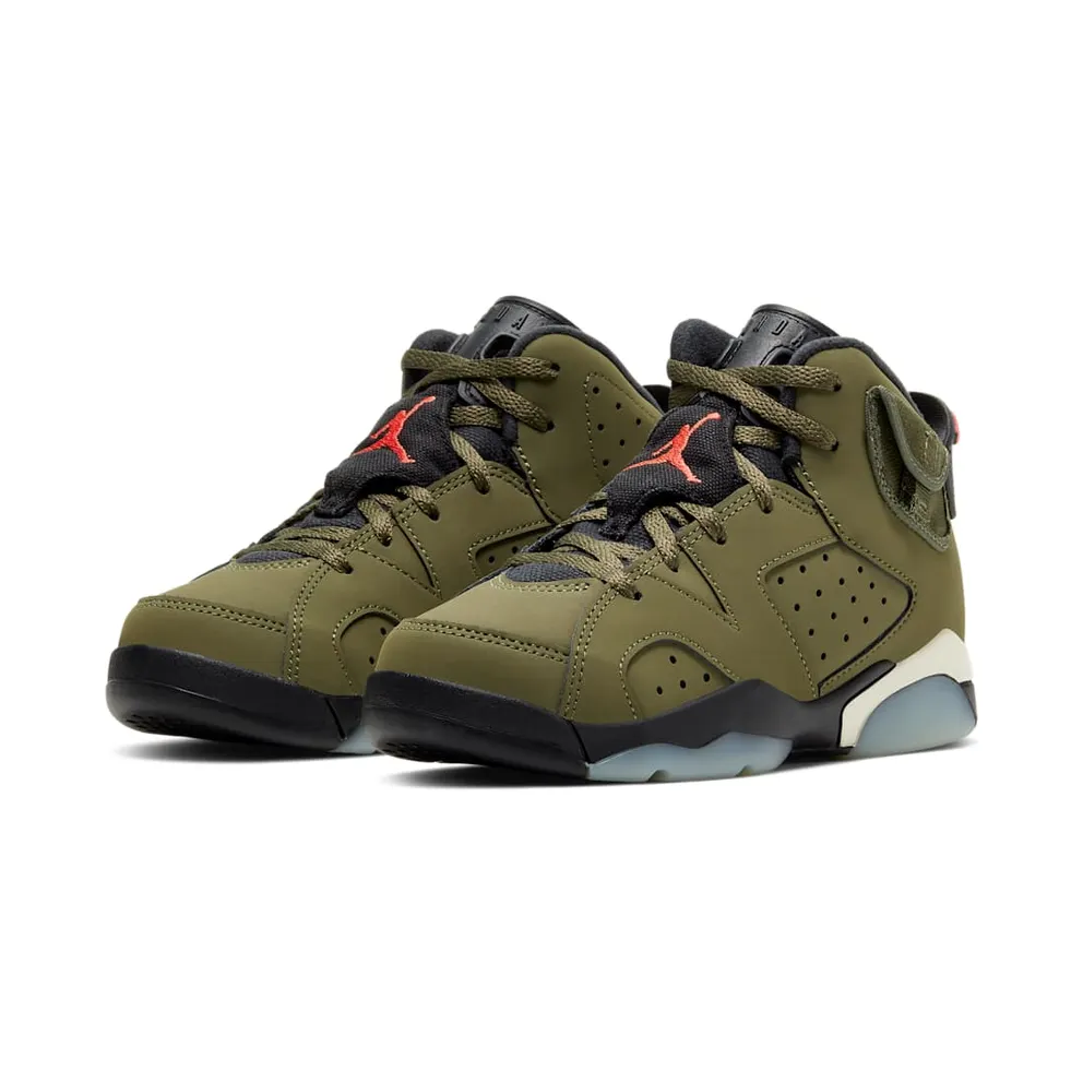 Jordan 6 Retro Travis Scott (PS) Medium Olive/Black-Sail-University Red (CQ3565-200)