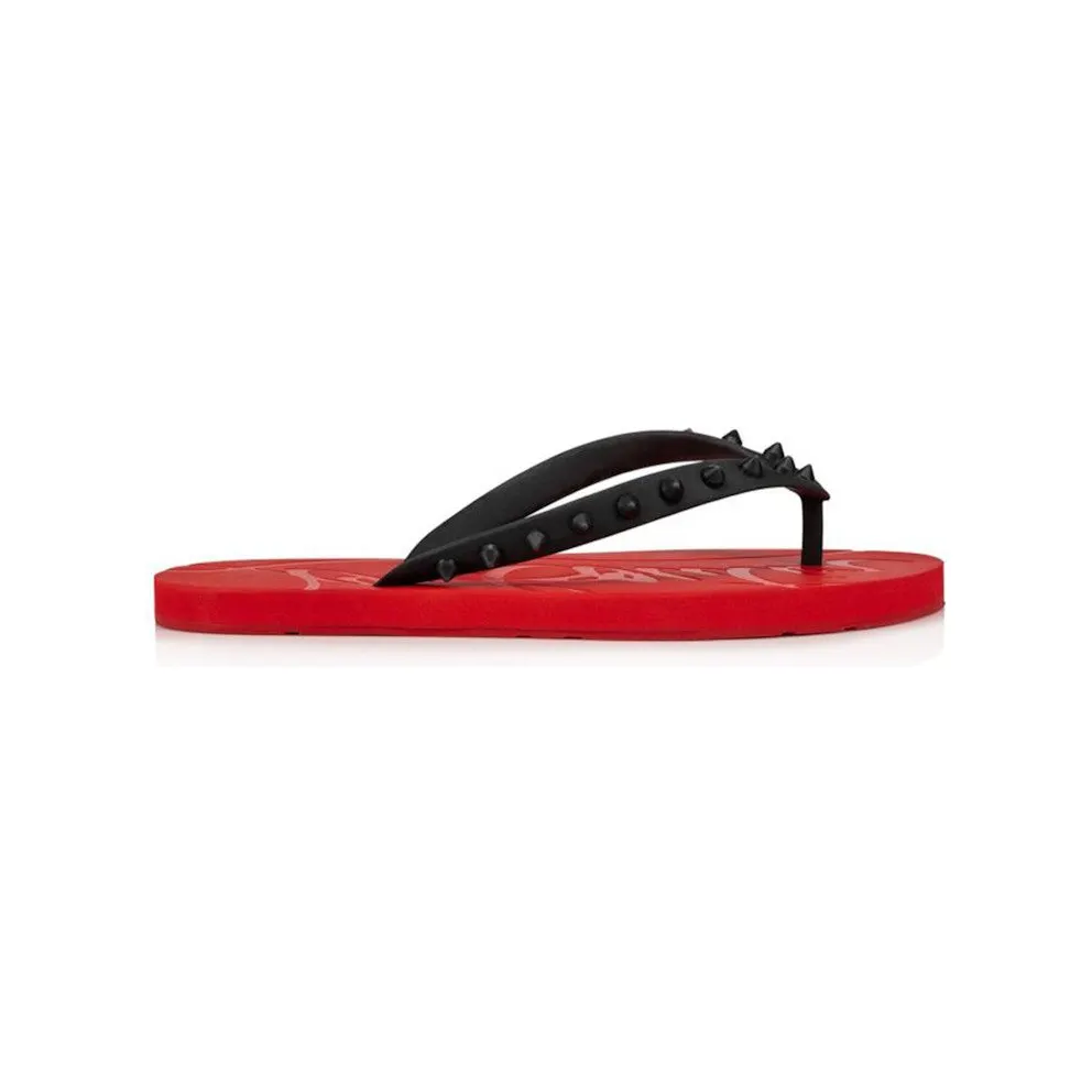 Christian Louboutin Loubi Flip Slide Black Red (1210655H358)