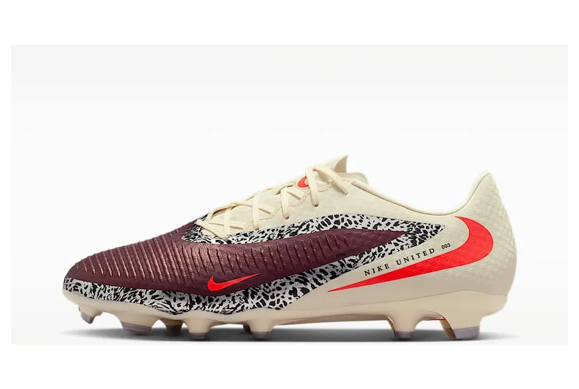 Nike United Phantom 6 Low Academy Multi-Ground “Burgundy Crush / Fossil / University Red” (IO8446-661)