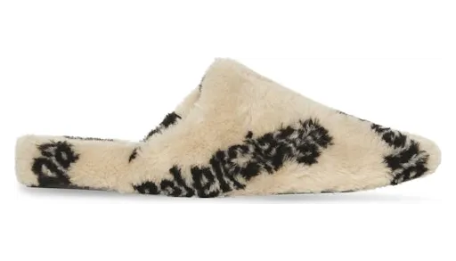 Balenciaga All Over Logo Mule Biege Teddy (714182W2L412010)