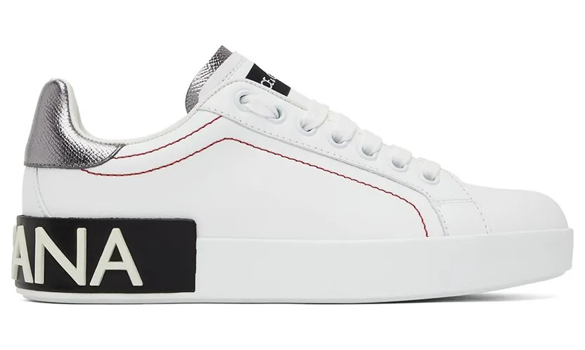 Dolce & Gabbana White & Silver Portofino Sneakers (CK1587-AH527) (6)