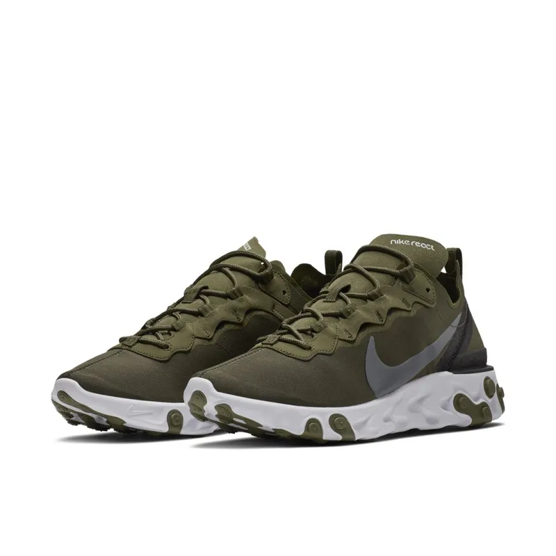 Nike  React Element 55 Medium Olive Medium Olive/Black-White-Cool Grey (BQ6166-200)