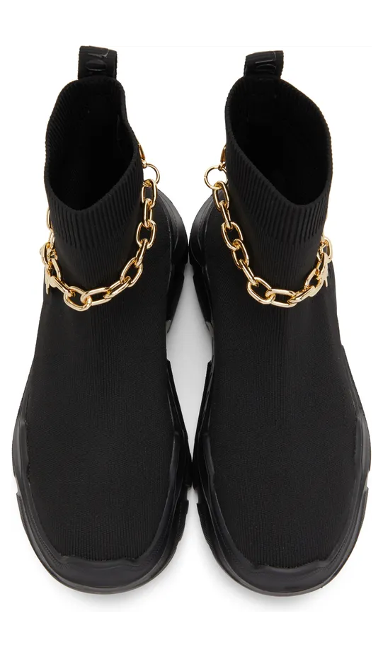 Versace Jeans Couture Black Knit Speedtrack High-Top Sneakers (E72VA3SC1EZS035) (5)