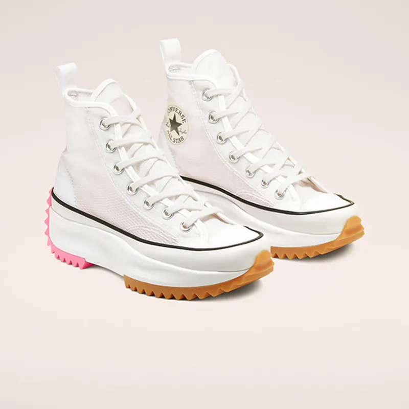 Converse Run Star Hike High Concrete Heat White White/Black-Electric Blush (167851C)