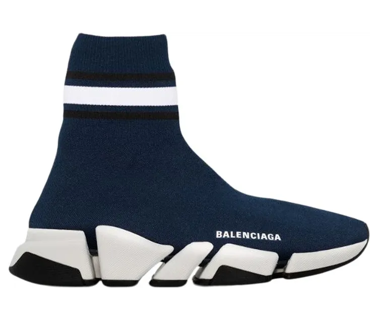 Balenciaga Speed 2.0 Striped Navy Blue Black White (674608W2F604199)