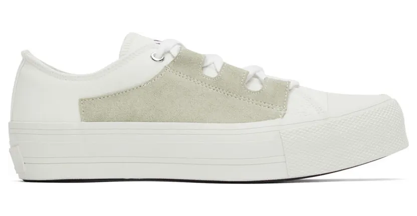 Needles White Asymmetric Ghillie Sneakers (KP045)