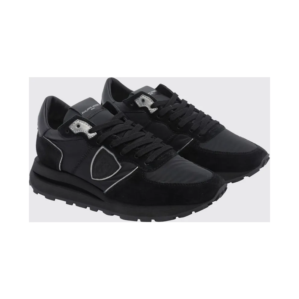 Philippe Model Tropez Haute Suede Low-Top Sneakers with Serrated Sole Black 1 (TKLUN001)
