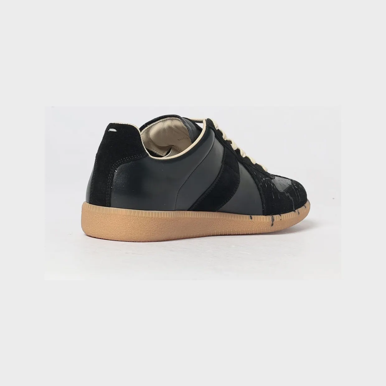 Maison Margiela Replica Bicolour Trainers in Leather and Suede with White Stitch Black (S57WS0517P7799H6851) (2)