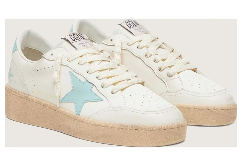 Golden Goose Women’S Ball Star In White Leather With Light Blue Star (GWF00804.F008501.10422) (2)