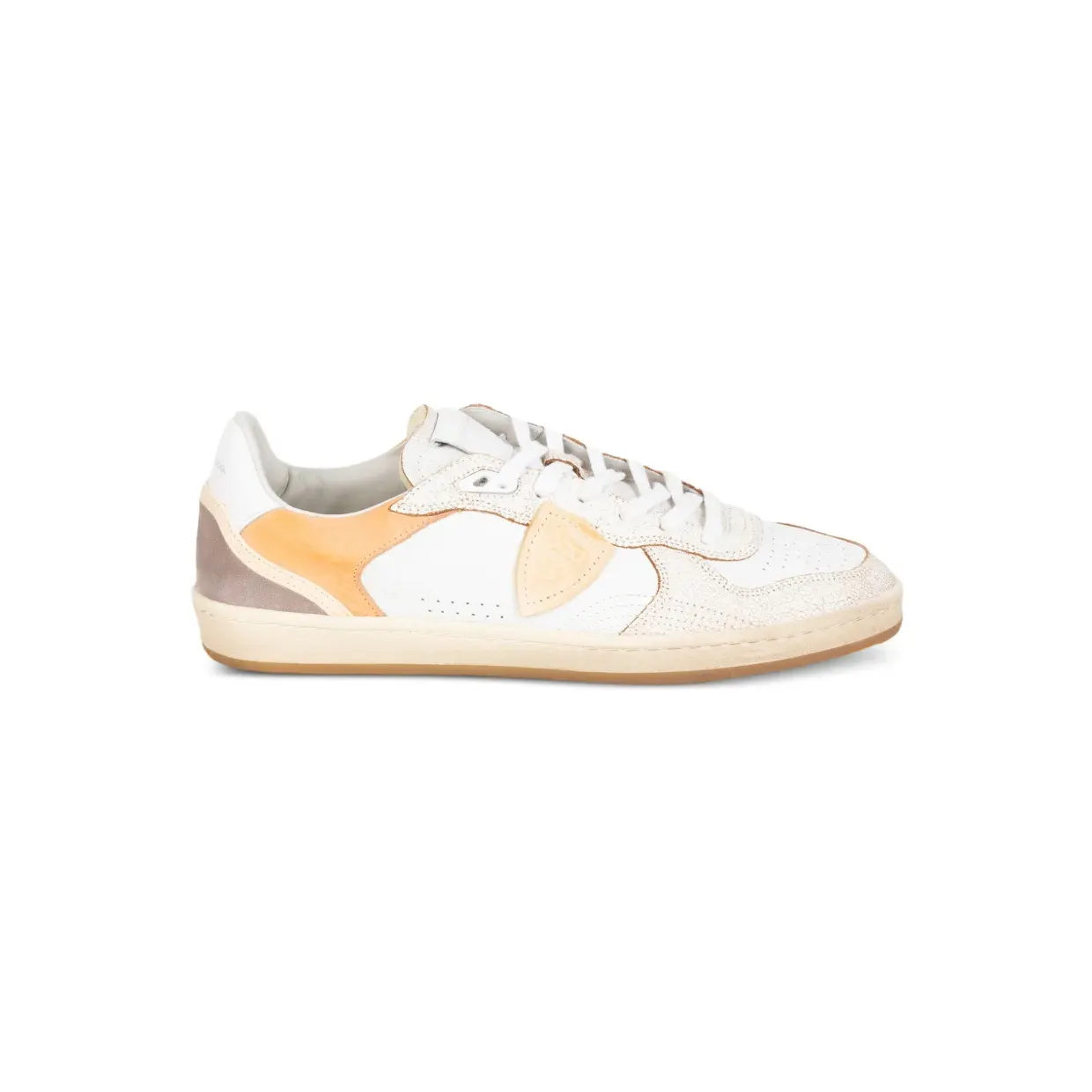 Philippe Model Paris Sneakers met gebarsten effect en vlakken – Beige (PGALLOWPGLUVC01)