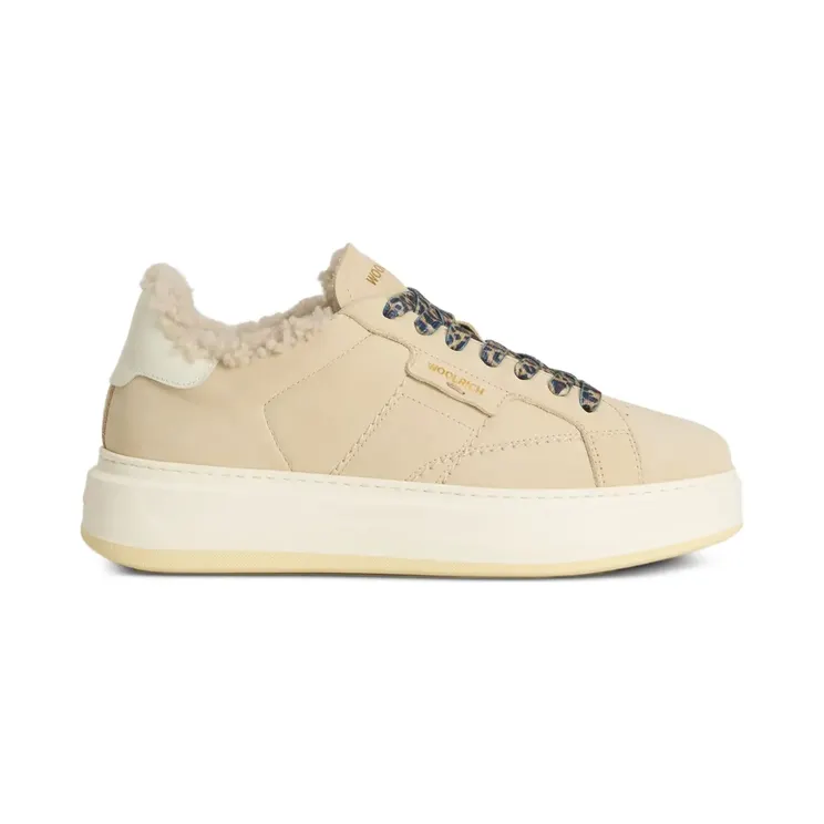 Woolrich Arrow lammy sneakers met plateauzool – Beige (CMWFFO2521FRUWF1JM)