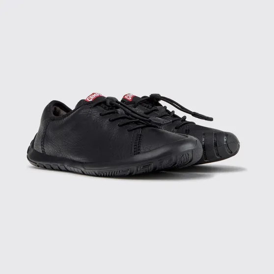 Camper Kid’s Peu Path Leather Slip-On Sneakers with Elastic Laces Black (K800707-007PEUPATH0)