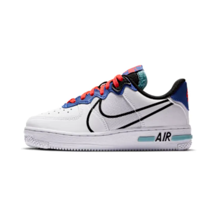 Nike Air Force 1 React (GS) “White / Astronomy Blue / Laser Crimson / Black” (CD6960-101)