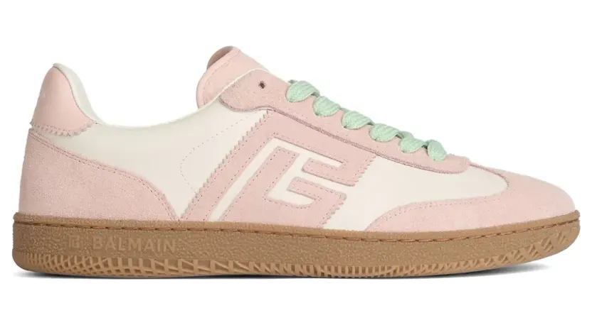 Balmain Swan Sneakers aus Glatt- und Wildleder – Nude (HN1VI735LGCT)