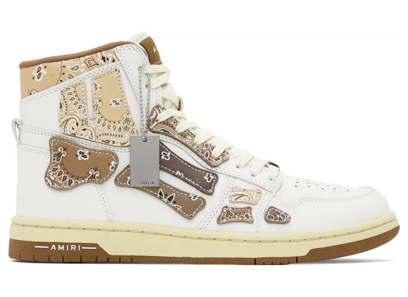 AMIRI White & Brown Skel Top Hi Sneakers (PF22MFS032-126)