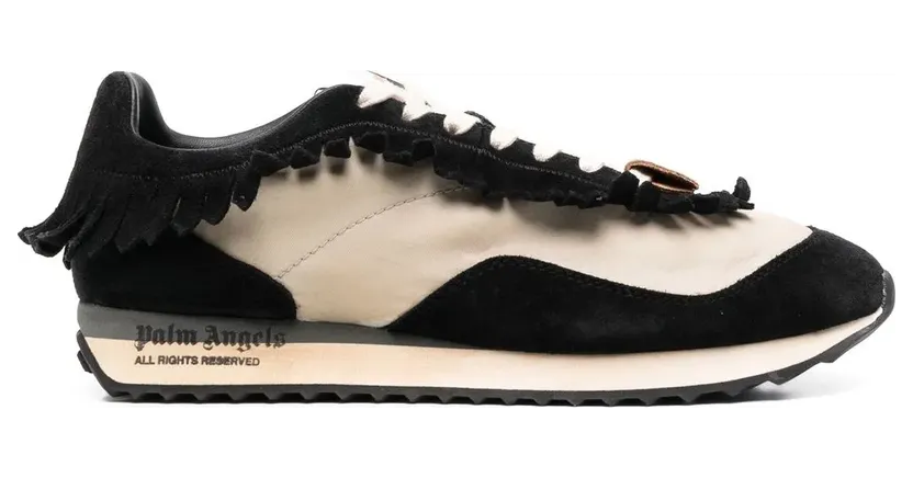 Palm Angels Off-White & Black Fringe Runner Sneakers (PMIA059S22LEA0010110)