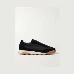 Kiton Logo-Embroidered Suede-Trimmed Stretch-Knit Sneakers Black (USSA514-N01532)