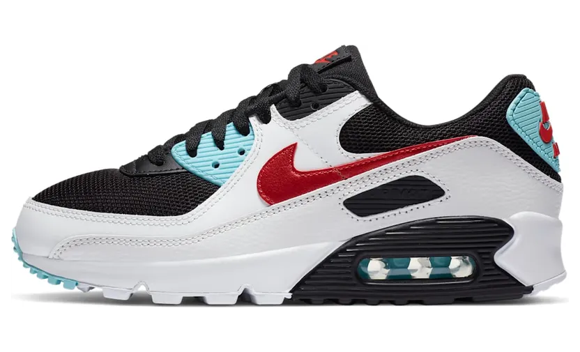 Nike Air Max 90 “Summit White / Bleached Aqua-Black-Chile Red” (DA4290100)