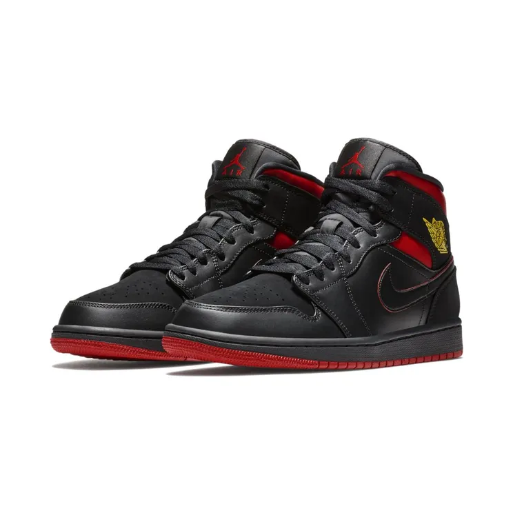 Air Jordan 1 Retro Mid Black Gym Red (554724-076)