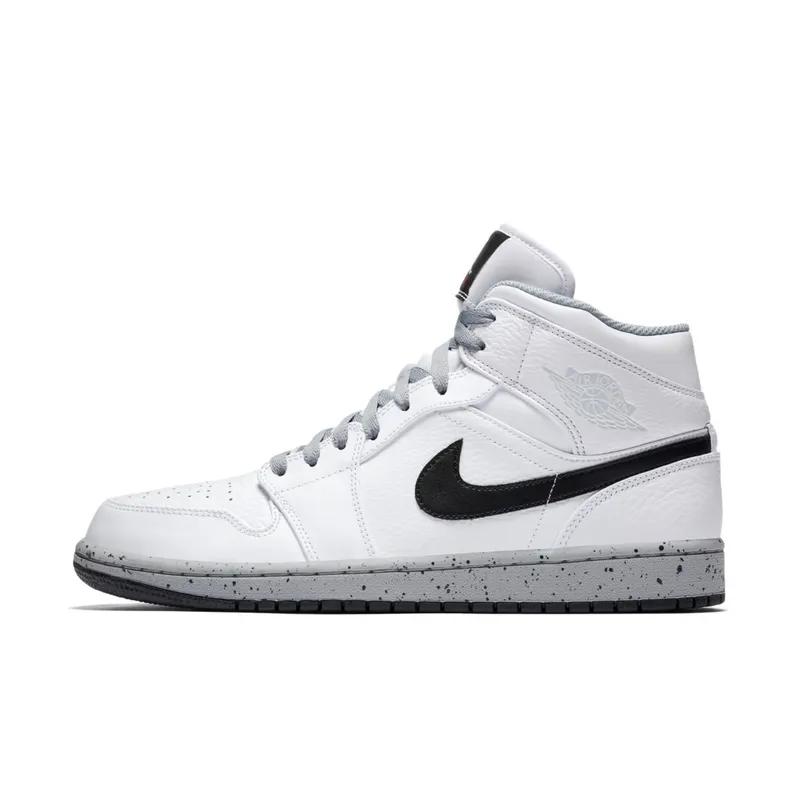 Jordan 1 Mid White Cement White/Black-Wolf Grey (554724-115)
