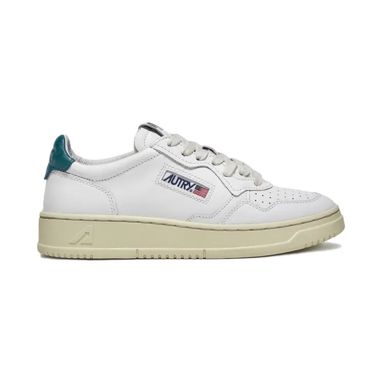 Autry Medalist Leather Low White Petrol Blue (AULM-LL44)