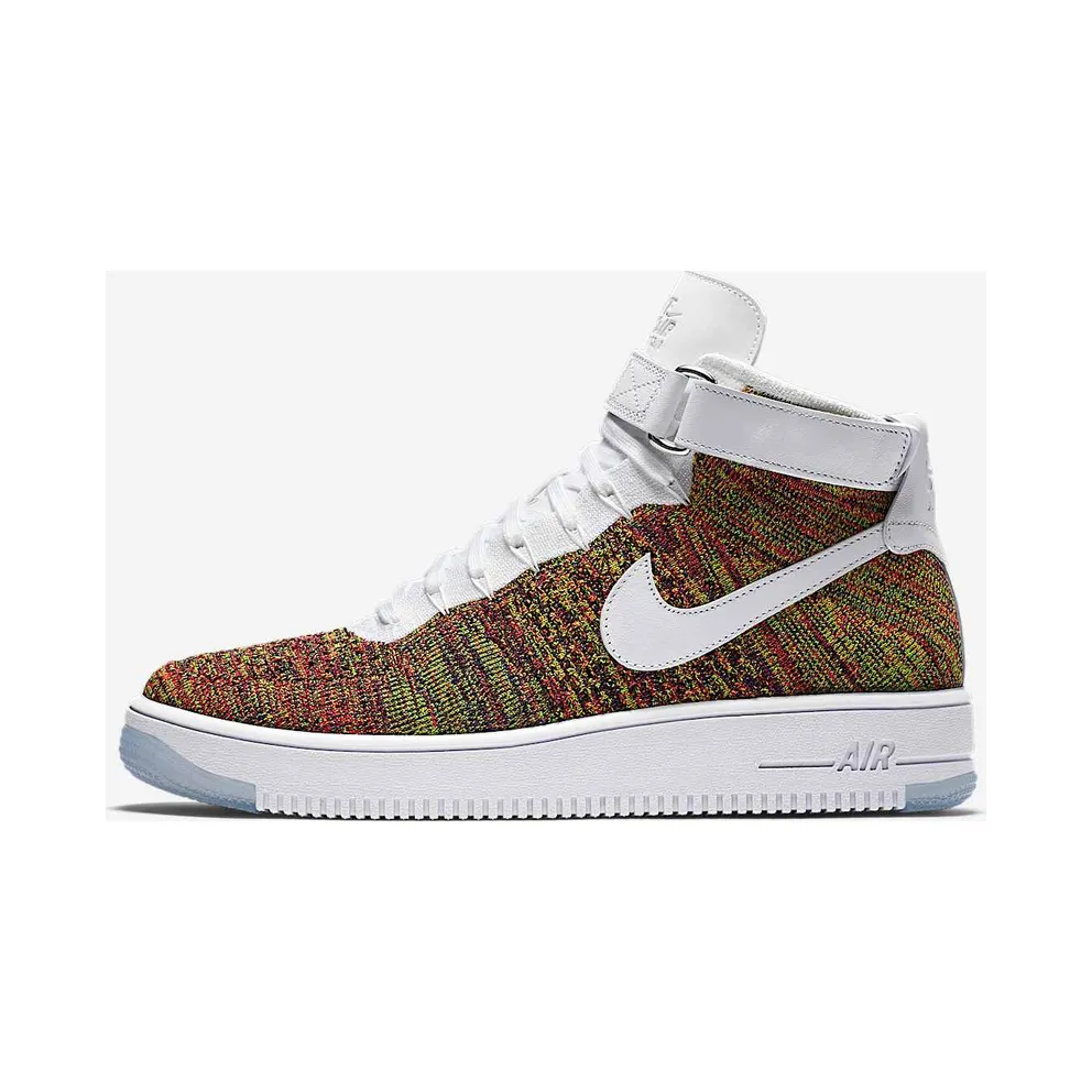 Nike Air Force 1 Mid Flyknit Multi-Color White Volt/Bright Crimson-Court Purple-White (817420-700)