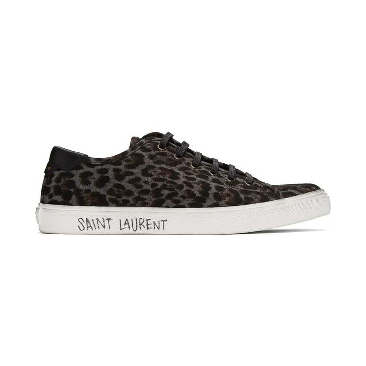 Saint Laurent Grey Leopard Malibu Sneakers (6064081ZB10)