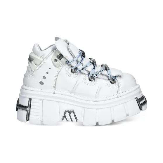 New Rock met plateauzool en veters “White” (M106C187)