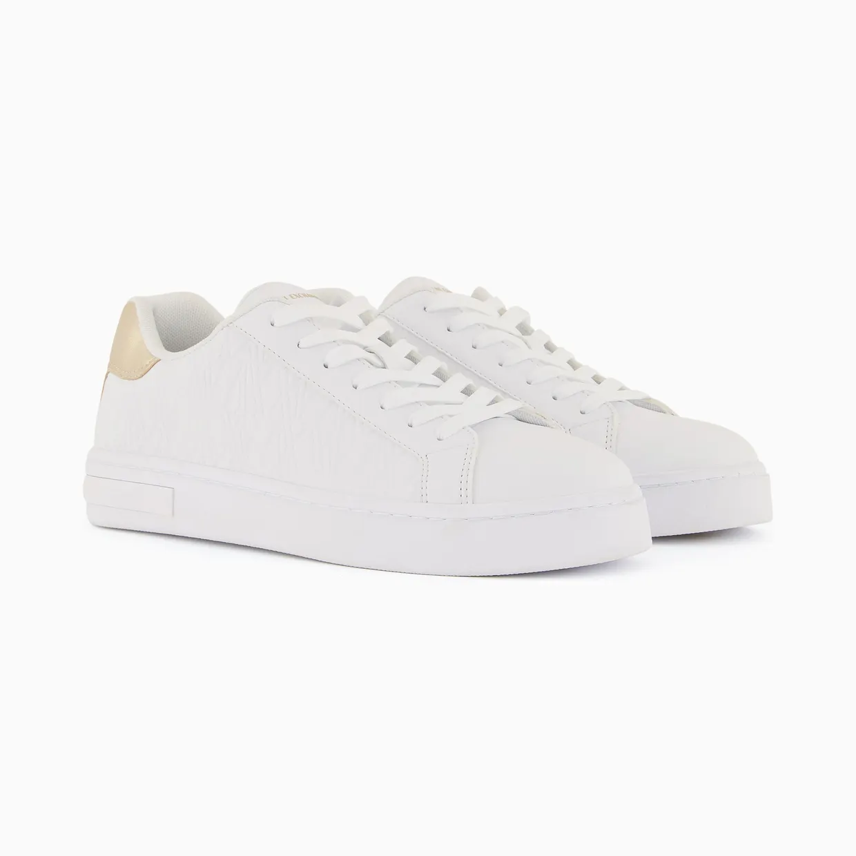 Armani Low-Top Sneakers With Embossed Pattern And Contrast Heel (XDX165-XV891-T782) (2)