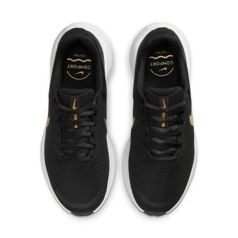 Nike Revolution 7 Black White Dark Smoke Grey Metallic Gold (FB2208-006)