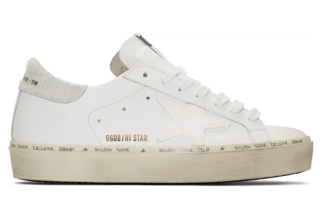 Golden Goose White Pony Hair Hi Star Sneakers (G35MS945.I9)