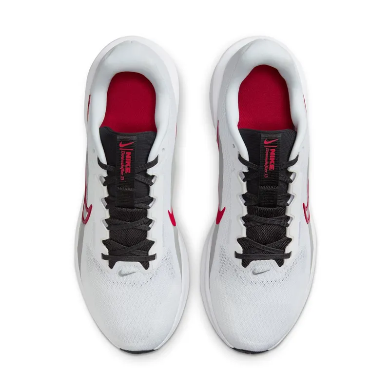 Nike Downshifter 13 White Light Smoke Grey Black Fire Red (FD6454-104)