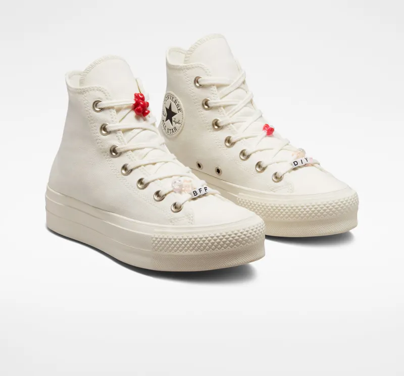 Converse Chuck Taylor All Star Lift Platform DIY Beads Egret/egret/black