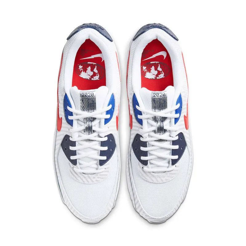 Nike Air Max 90 Euro Tour (2020) White/Midnight Navy-Bright Blue-University Red (CW7574-100)