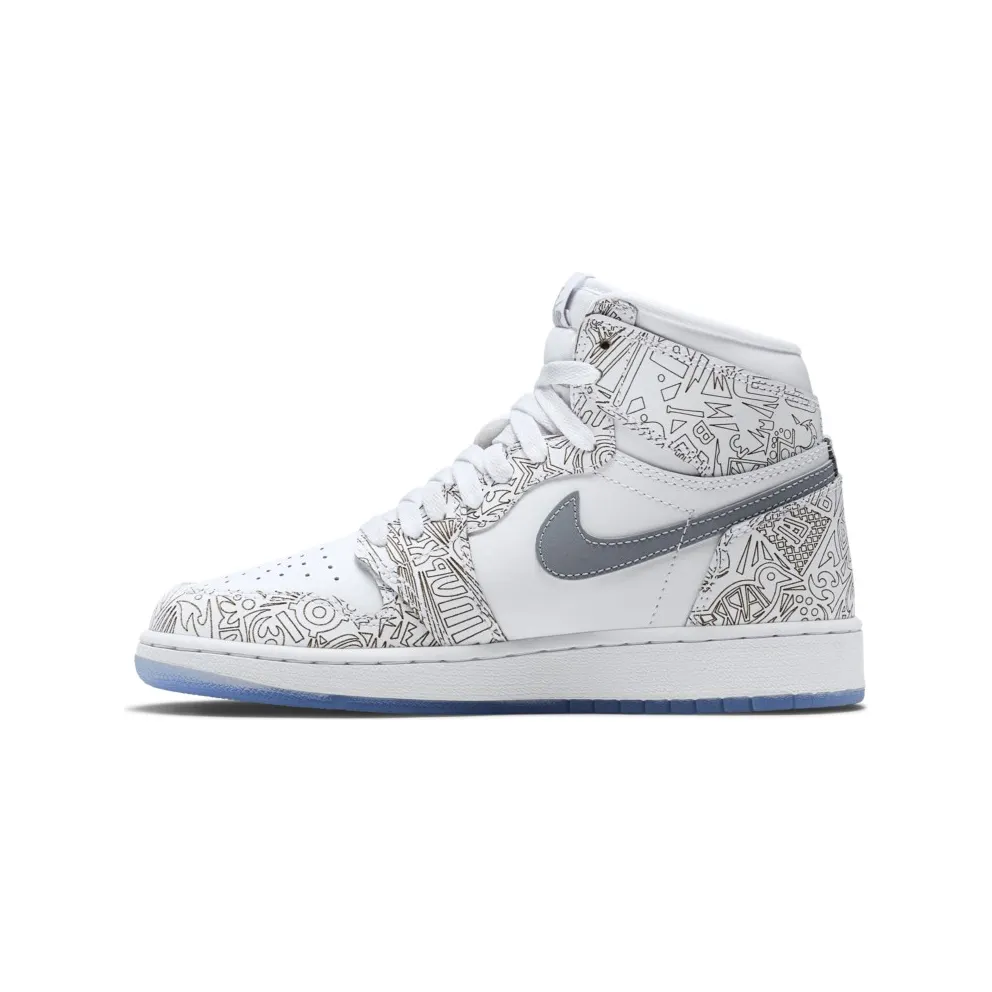 Jordan 1 Retro Laser (GS) White/Metallic Silver (705290-100)