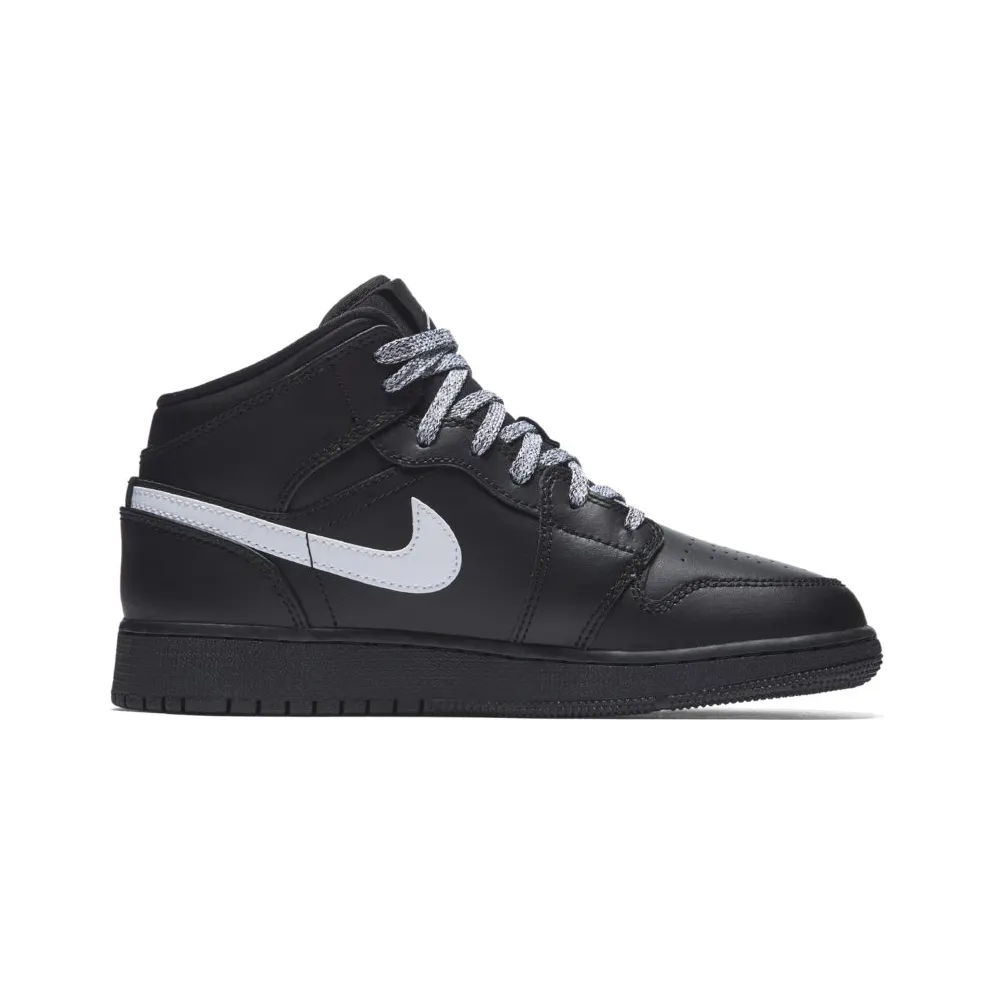Jordan 1 Mid Black White Speckle (GS) Black/White-Black (554725-049)