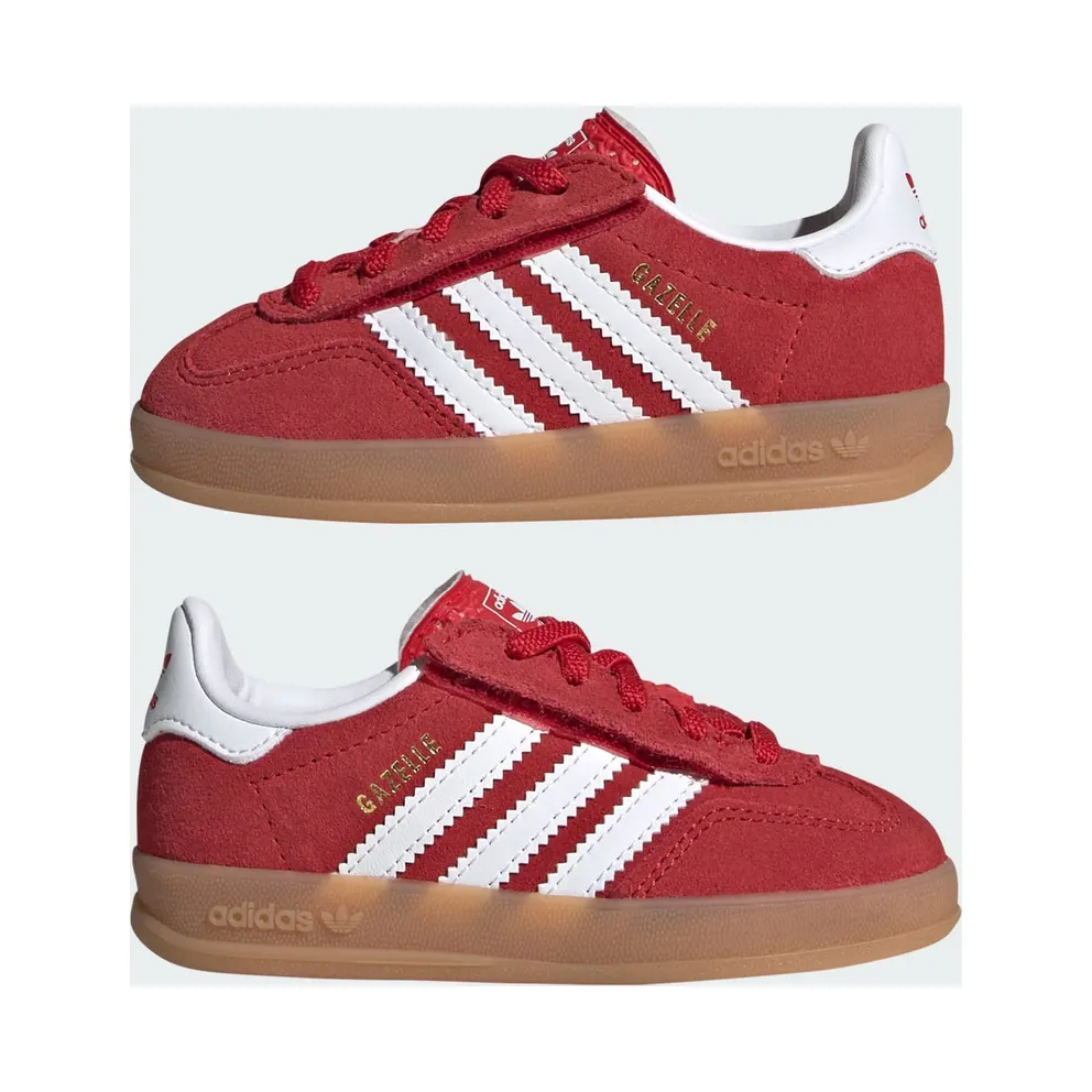 Adidas GAZELLE INDOOR COMFORT CLOSURE ELASTIC LACE Shoes Better Scarlet / Cloud White / Gum (IH9132)