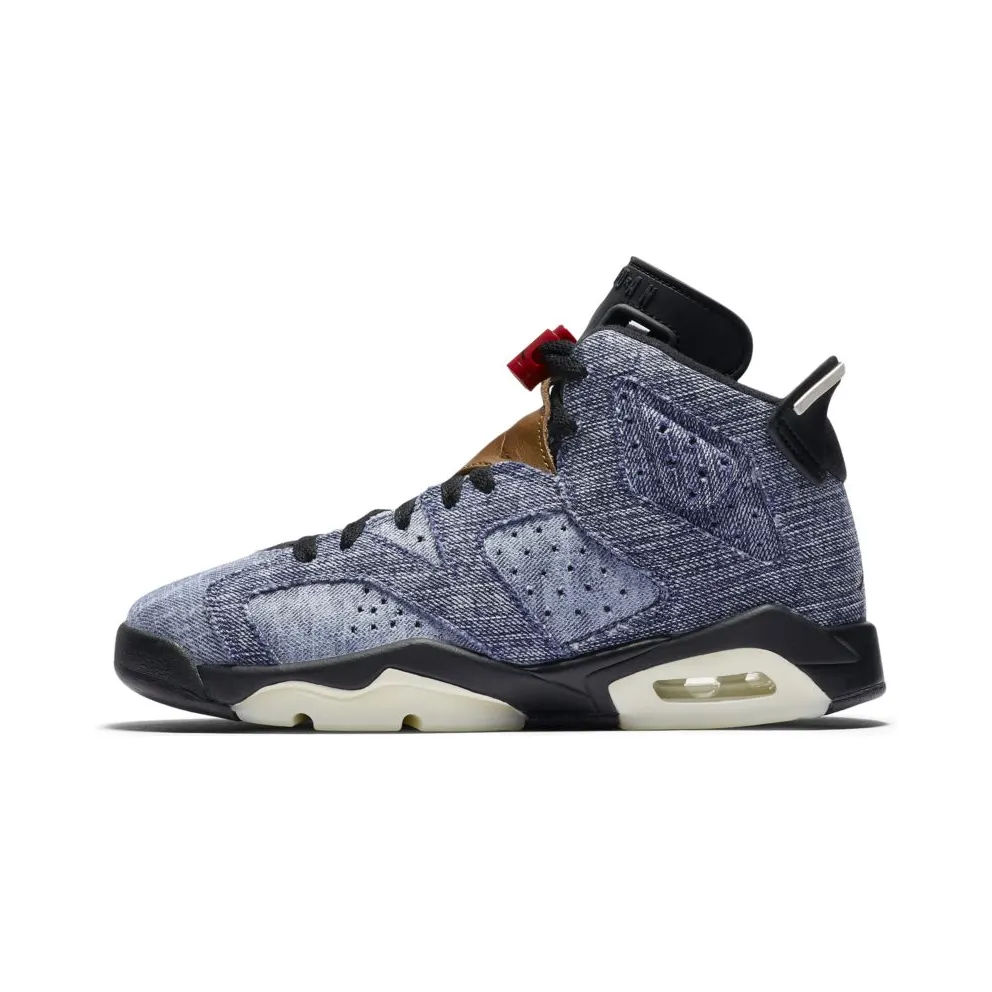 Jordan 6 Retro Washed Denim (GS) Washed Denim/Sail-Varsity Red-Black (CV5489-401)