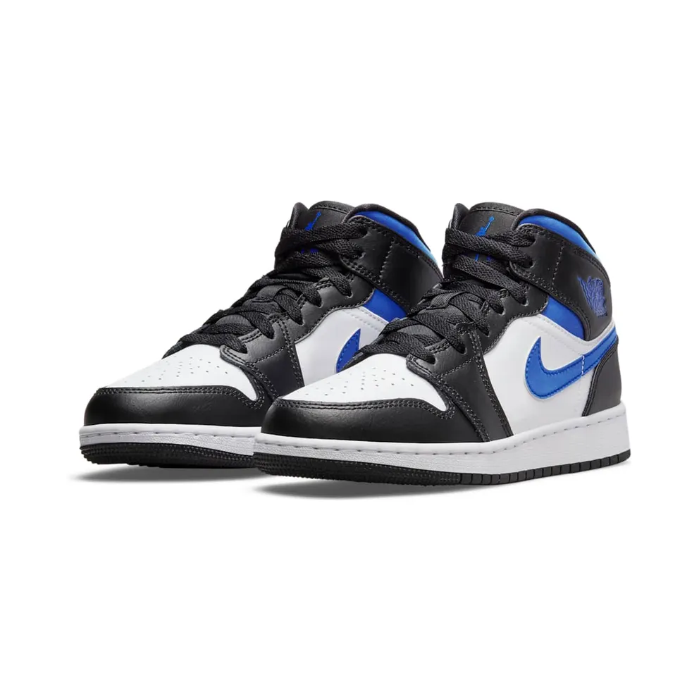 Air Jordan 1 Mid White Black Royal (GS) (554725-140)