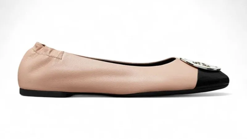 Tory Burch Claire Cap Toe Ballet Rose Silk Perfect Black (158957-650)