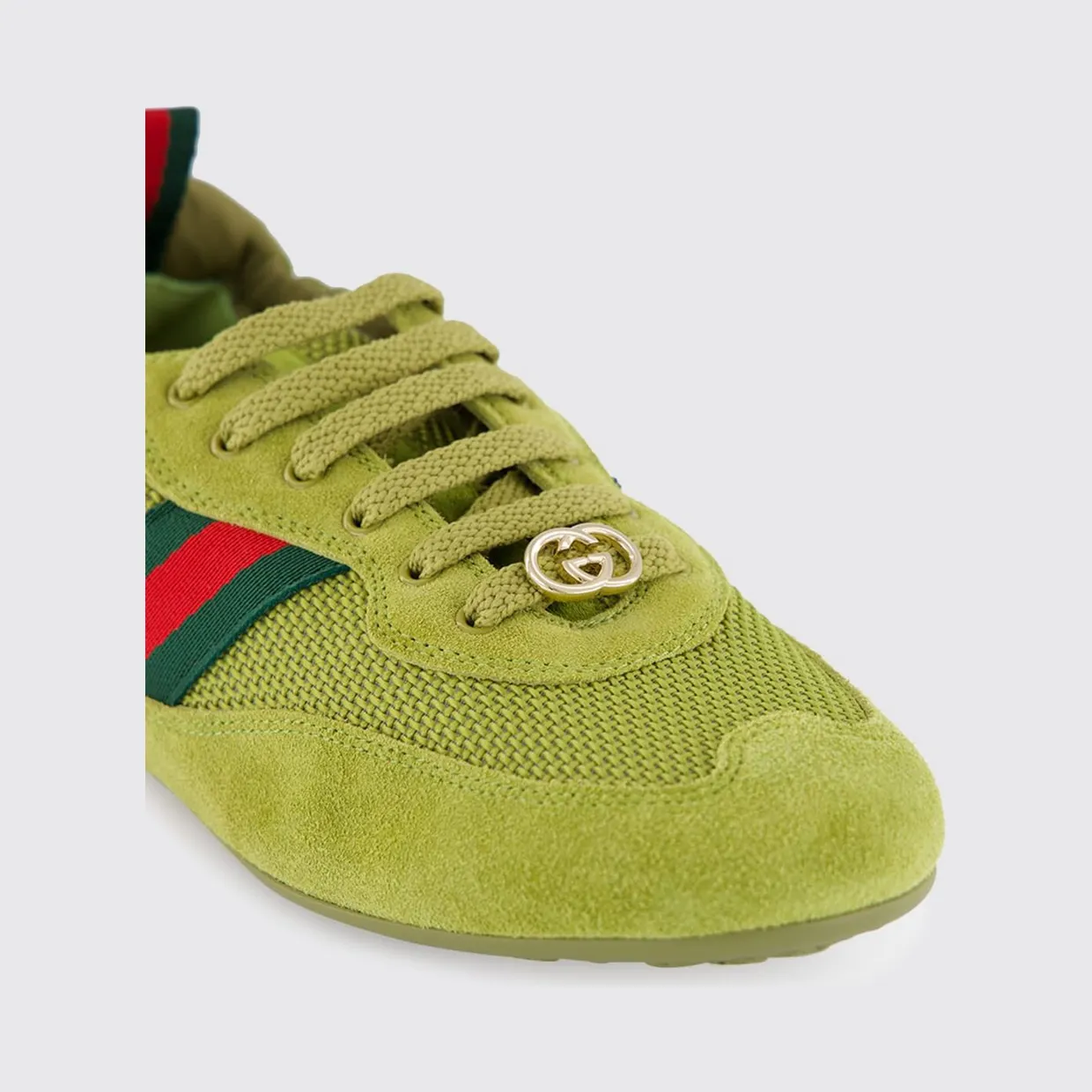 Gucci Shift Suede and Mesh Sneakers Green (857963AAF1Z3150) (3)